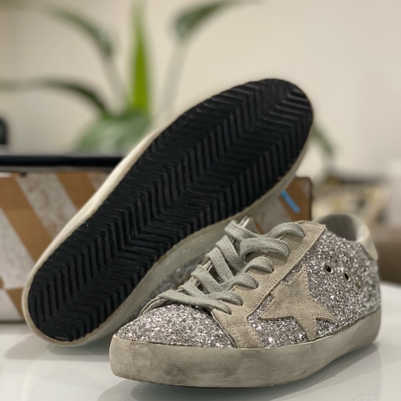 Authentic Golden Goose Silver Glitter Superstar Sneakers Size 36 - Picture 10 of 14